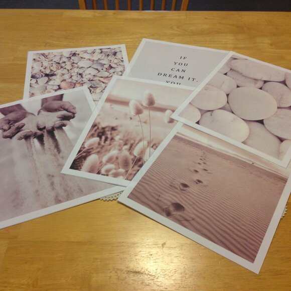 Muted Beach Scenes on canvas-look fabric prints - Picture 1 of 6